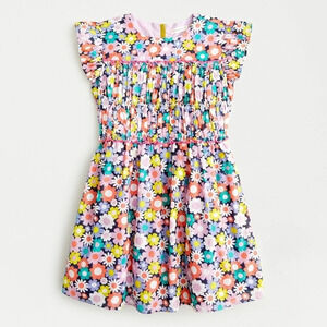 Crewcuts toddler girl floral dress metallic shiny glitter ruffles smocked lilac